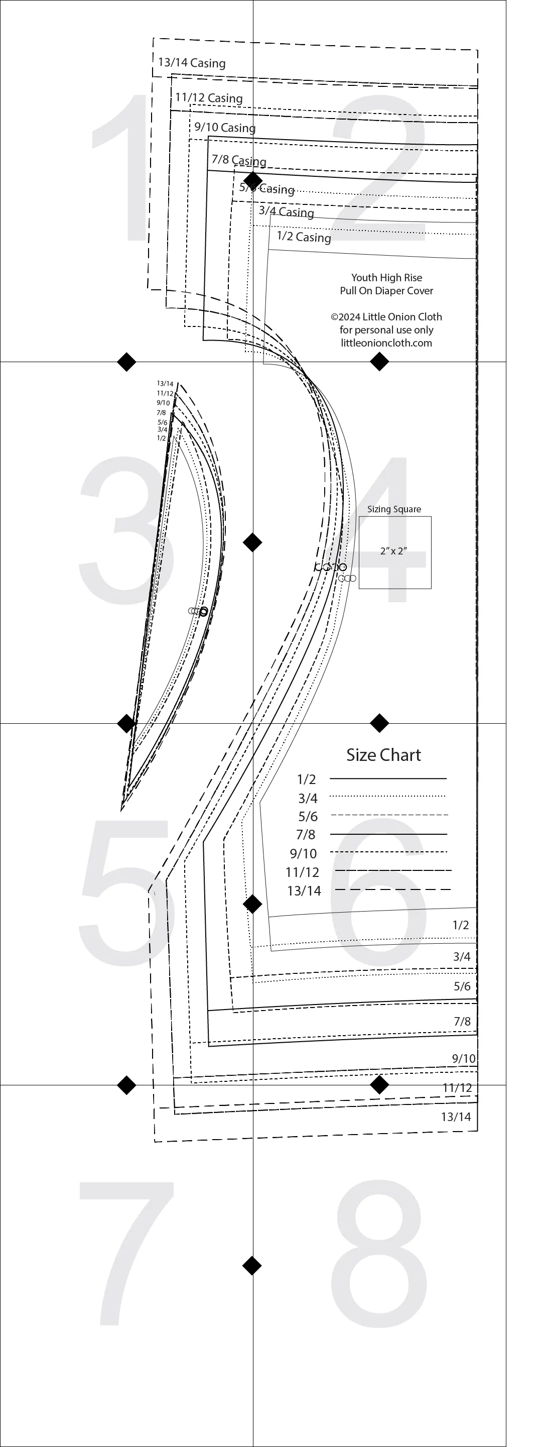 Youth High Rise Pull On Diaper Cover Sewing Pattern