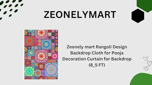 zeonely mart Rangoli Design Backdrop Cloth | Multicolour Backdrop for Decoration | Wedding Backdrop Decoration | Wedding Backdrop Curtain (8_5 FT) Multi Colour