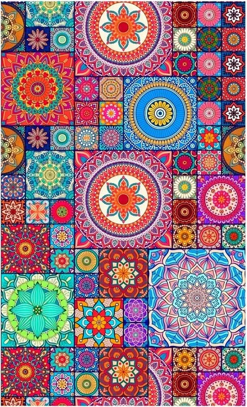 zeonely mart Rangoli Design Backdrop Cloth | Multicolour Backdrop for Decoration | Wedding Backdrop Decoration | Wedding Backdrop Curtain (8_5 FT) Multi Colour